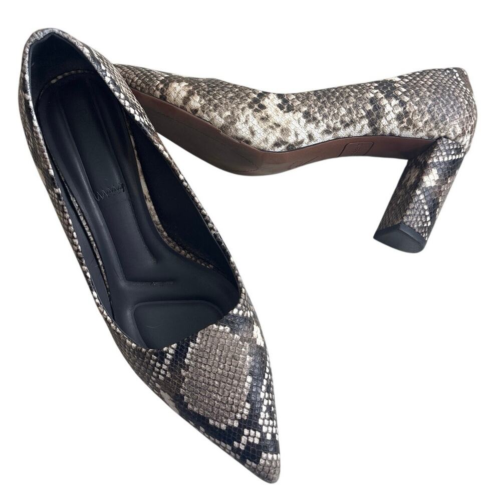 Franco Sarto Snakeskin Print Pointed Toe Heels 8M Block Heel - Picture 4 of 10